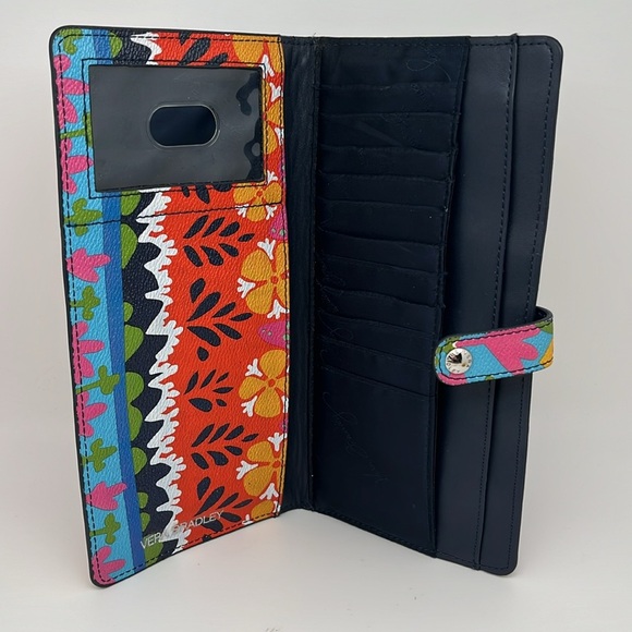 Vera Bradley Rio Stripe Slim Trifold Colorful ID Faux Leather Coin Pocket Wallet - Picture 7 of 7